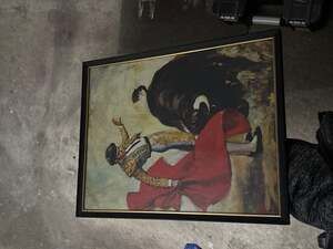 Vintage Rico Tomaso Framed Matador Bullfighter Canvas Textured Lithograph